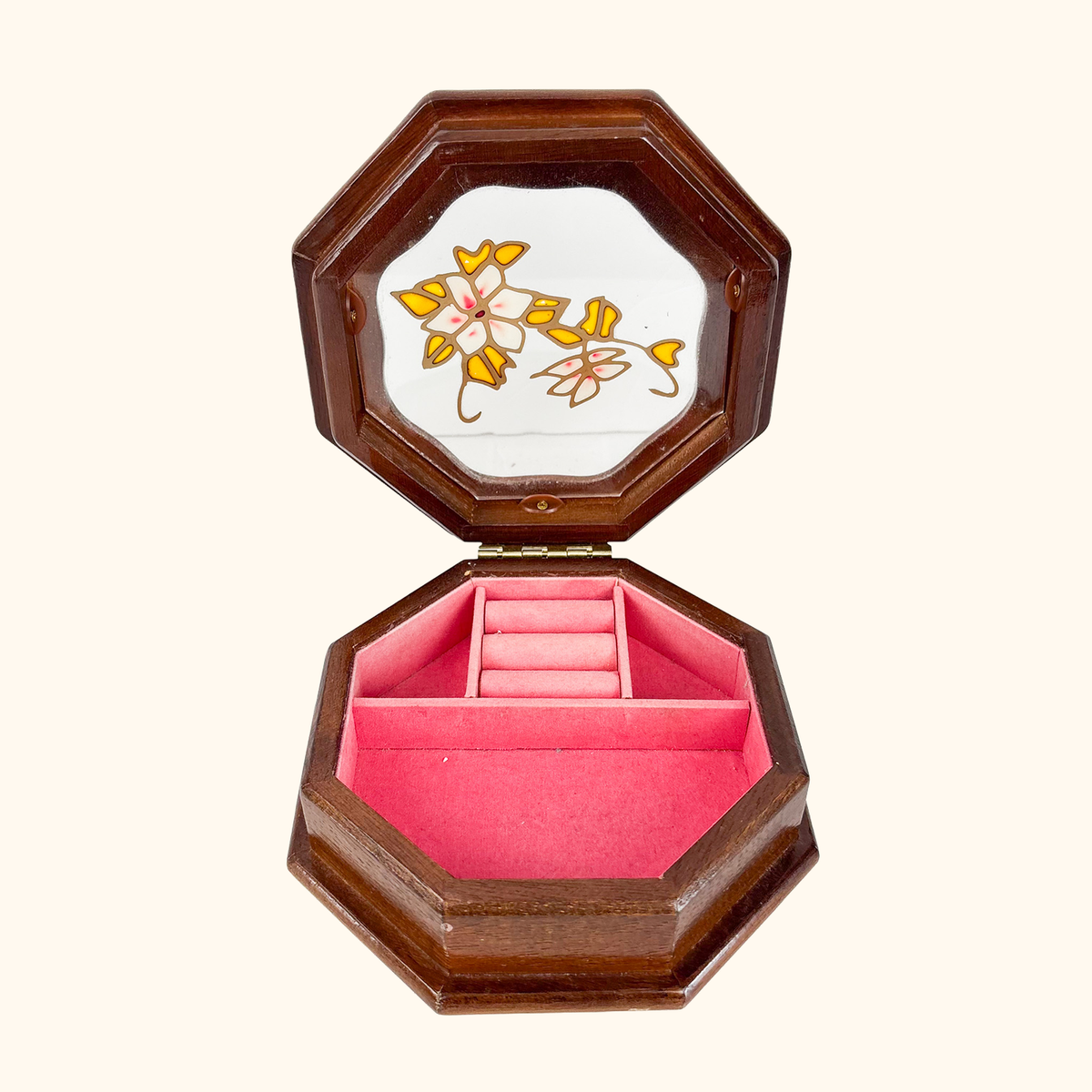 Mele Stained Glass Wood Octagon Jewellery Box