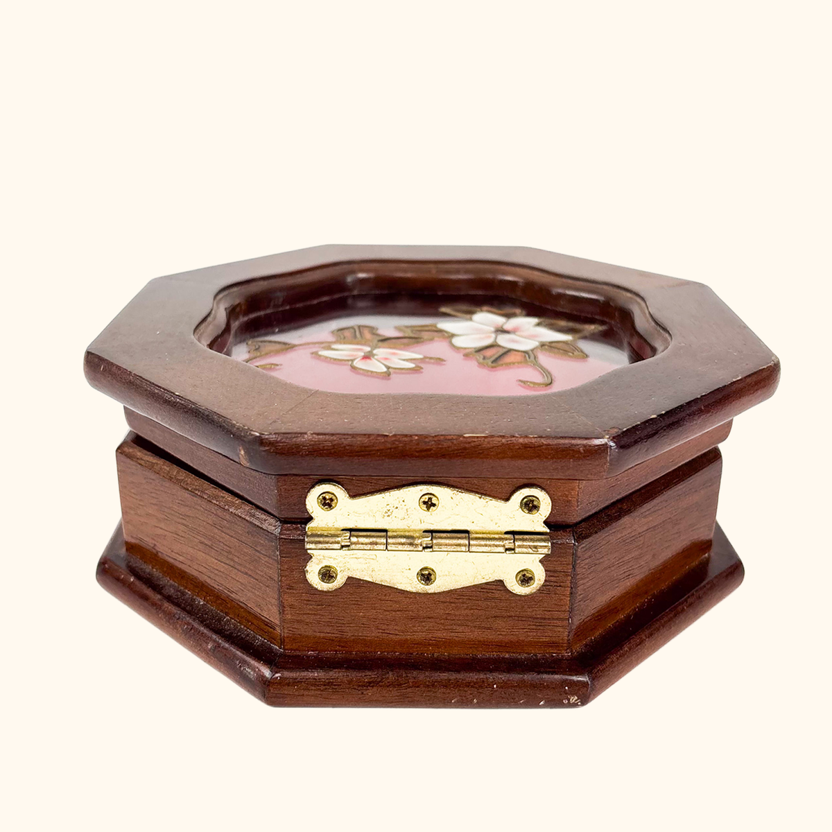 Mele Stained Glass Wood Octagon Jewellery Box