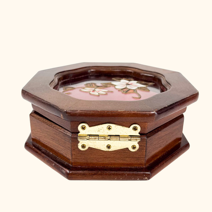 Mele Stained Glass Wood Octagon Jewellery Box