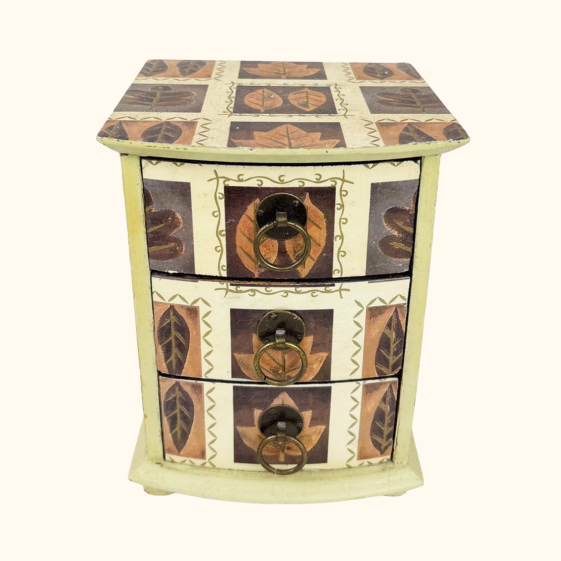 Autumn Leaf Wooden Jewellery Box Set Brown