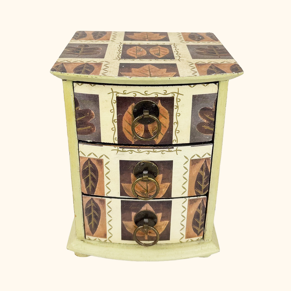 Autumn Leaf Wooden Jewellery Box Set Brown