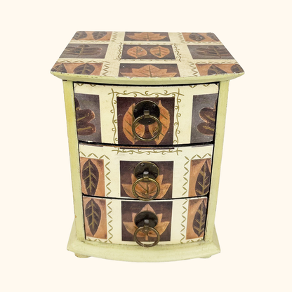 Autumn Leaf Wooden Jewellery Box Set Brown
