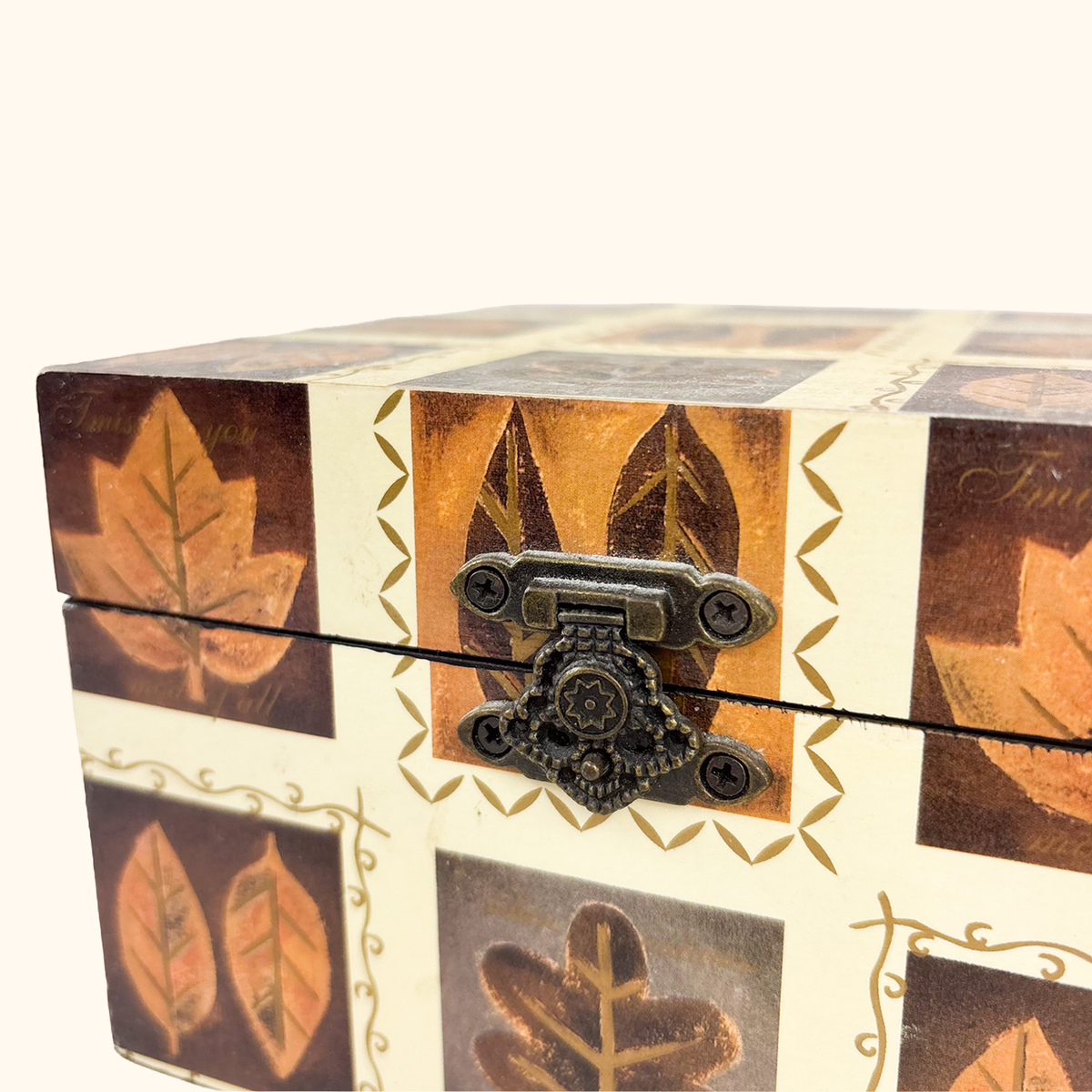 Autumn Leaf Wooden Jewellery Box Set Brown