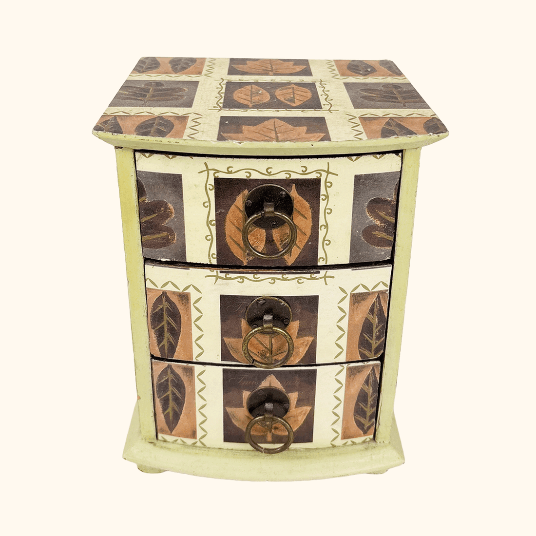 Autumn Leaf Wooden Jewellery Box Set Brown