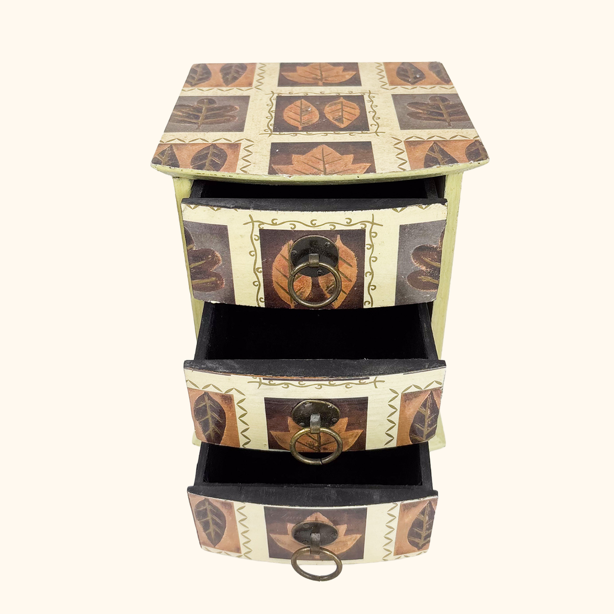 Autumn Leaf Wooden Jewellery Box Set Brown