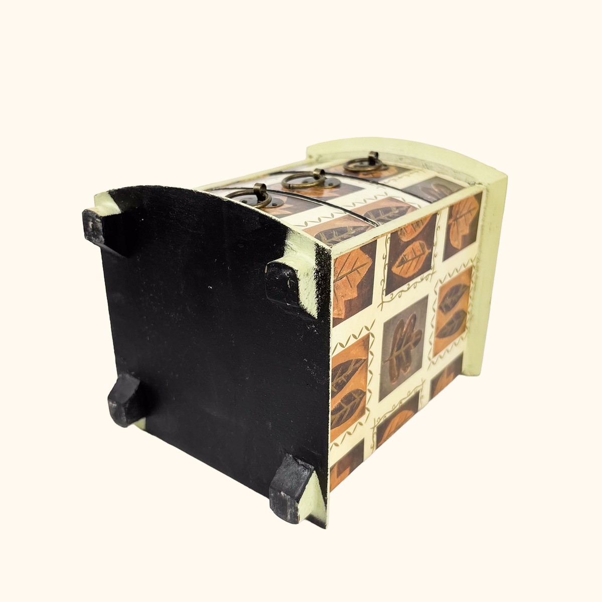 Autumn Leaf Wooden Jewellery Box Set Brown
