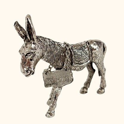 Miniature Pewter Ornaments Bull and Donkey