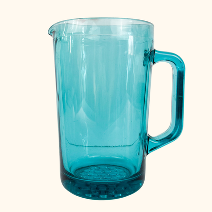 Hobnail Jug Turquoise Jade Glass Pitcher Vintage 1970s