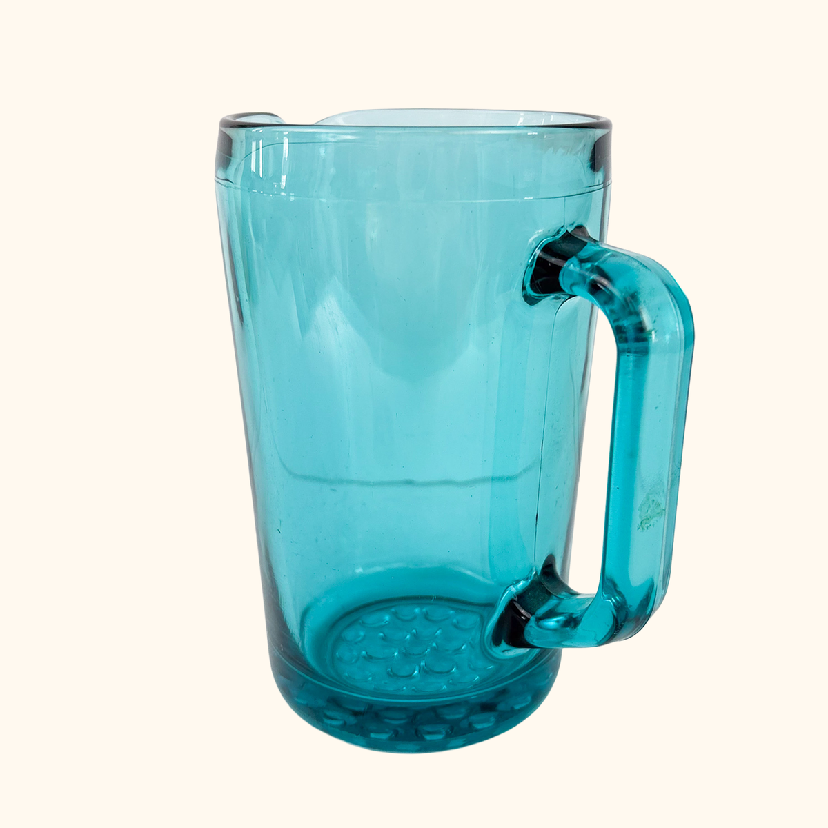 Hobnail Jug Turquoise Jade Glass Pitcher Vintage 1970s