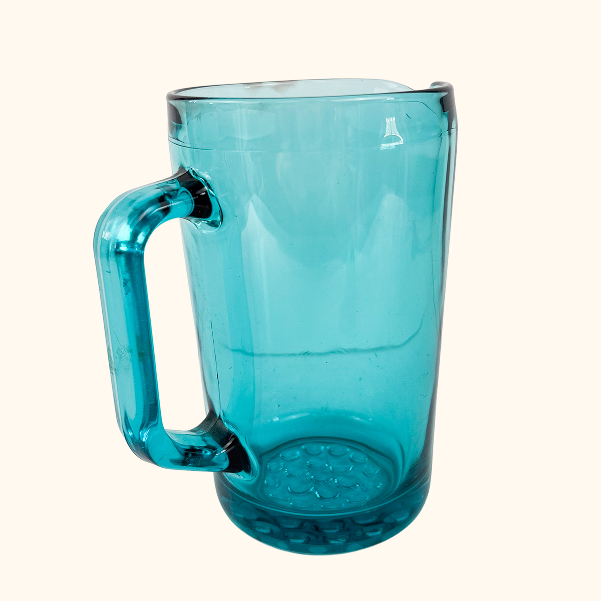 Hobnail Jug Turquoise Jade Glass Pitcher Vintage 1970s