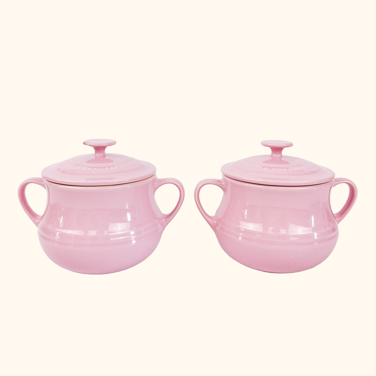 Le Creuset Shell Pink Stoneware Bean Pots with Lid - Set of 2