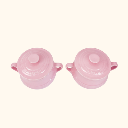 Le Creuset Shell Pink Stoneware Bean Pots with Lid - Set of 2