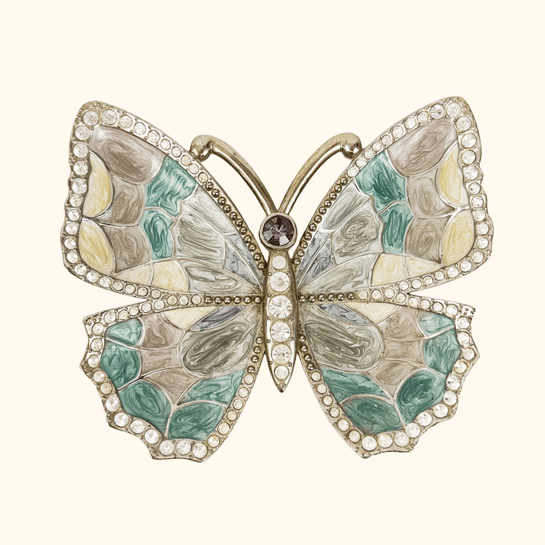 Enamel Butterfly Rhinestone Jewellery Trinket Dish