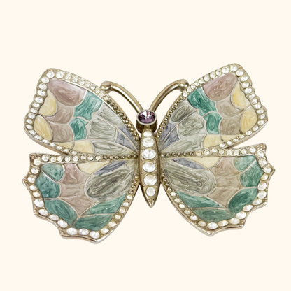 Enamel Butterfly Rhinestone Jewellery Trinket Dish