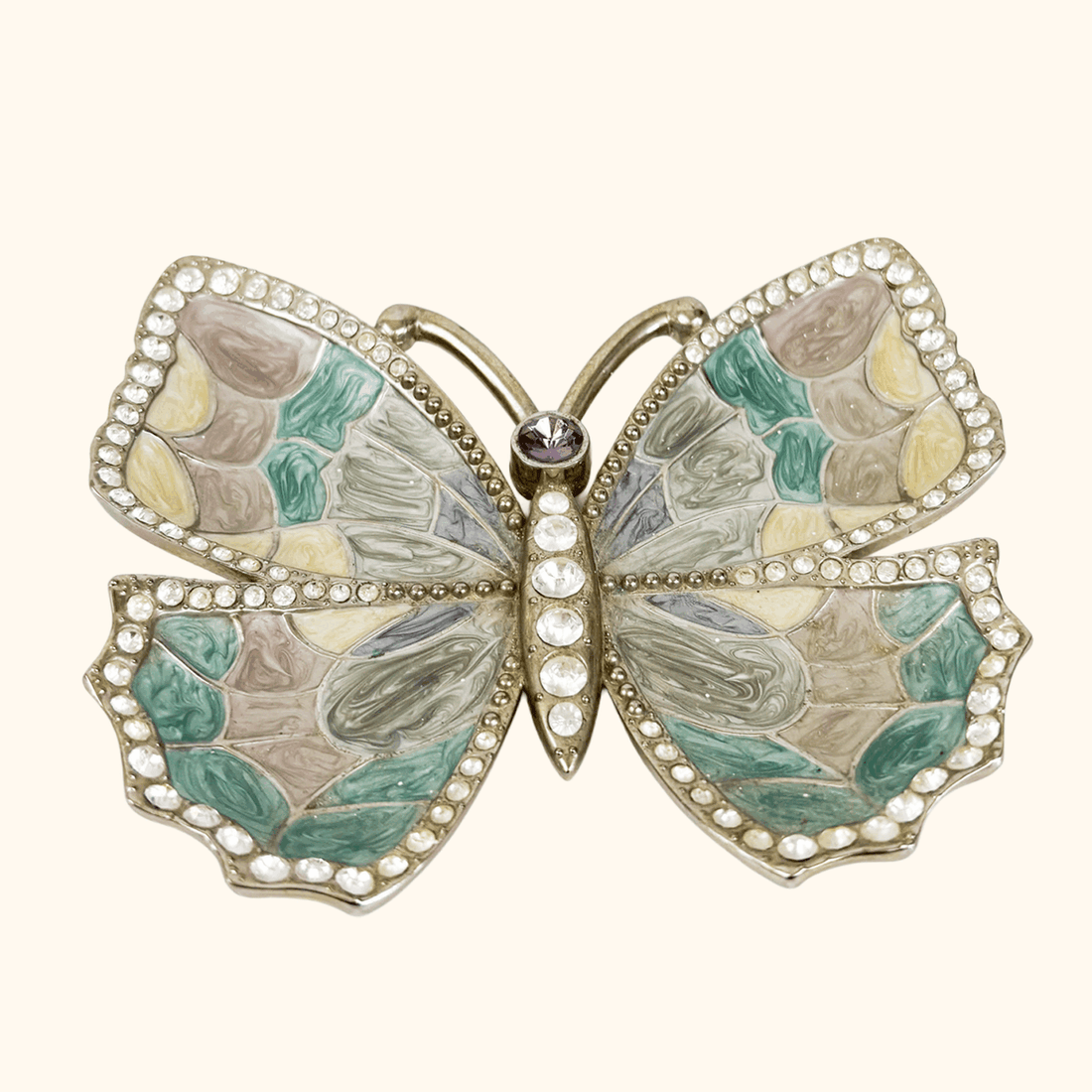 Enamel Butterfly Rhinestone Jewellery Trinket Dish