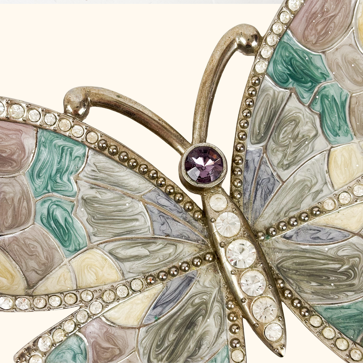 Enamel Butterfly Rhinestone Jewellery Trinket Dish