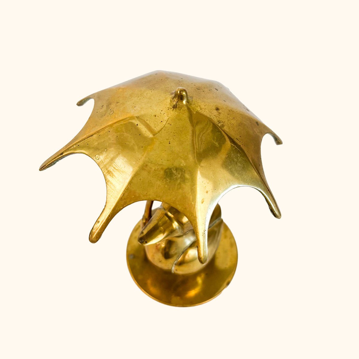 Solid Brass Duck Figurine with Umbrella