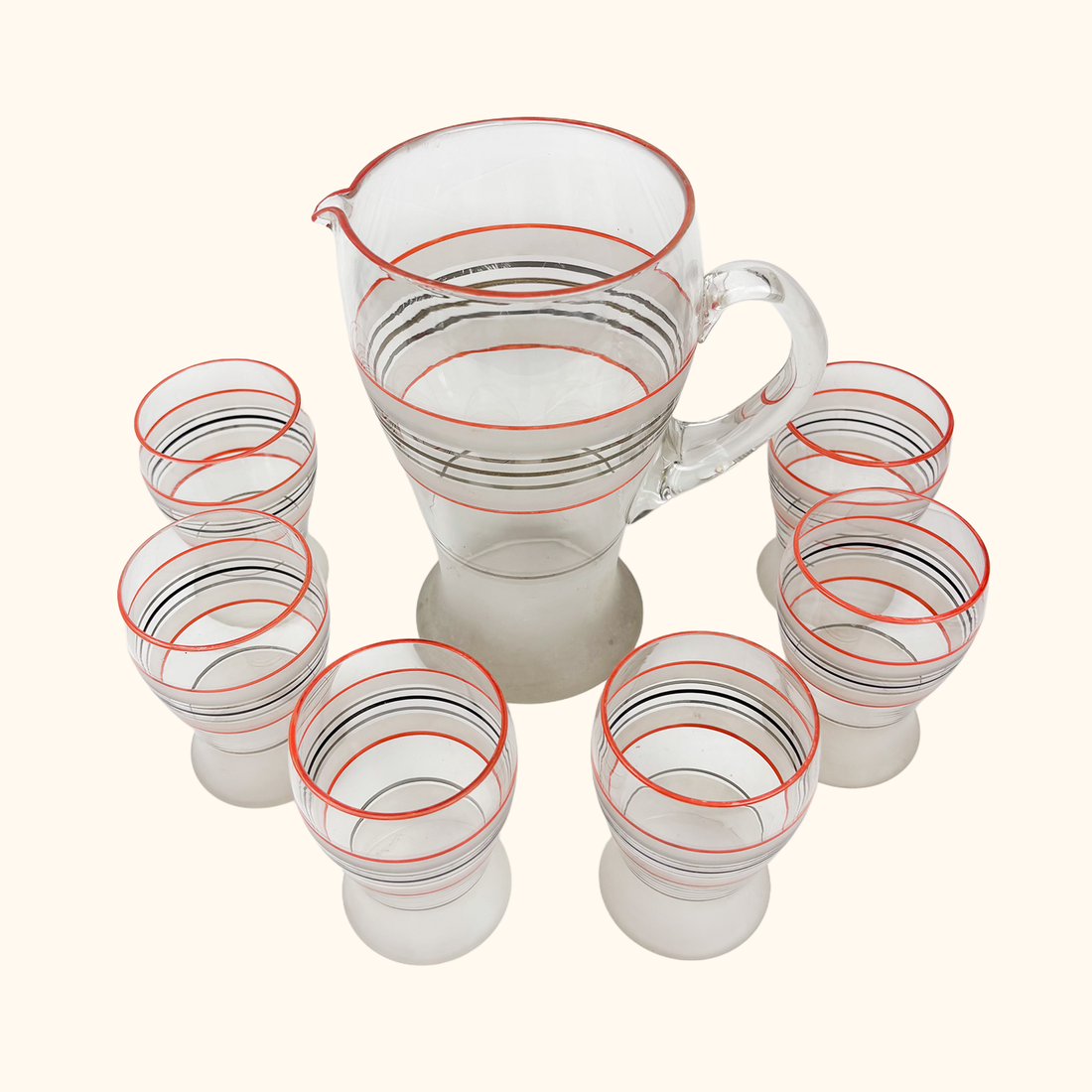 Vintage 1950s Lemonade Pitcher and Glasses Set 7pc