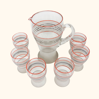 Vintage 1950s Lemonade Pitcher and Glasses Set 7pc