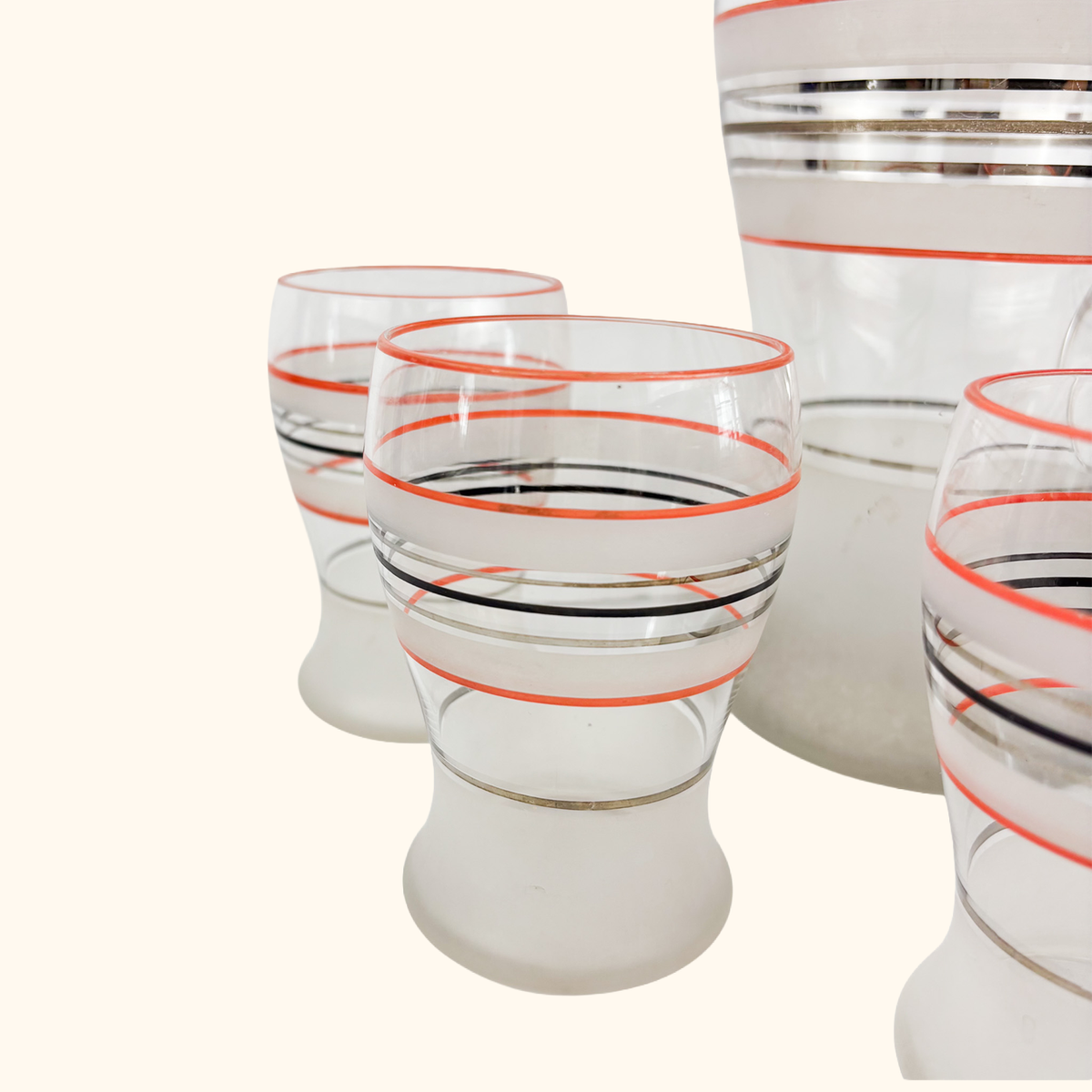 Vintage 1950s Lemonade Pitcher and Glasses Set 7pc