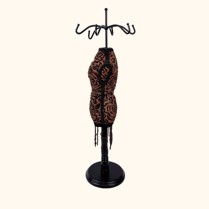 Brown Rose Fabric Mannequin Jewellery Stand