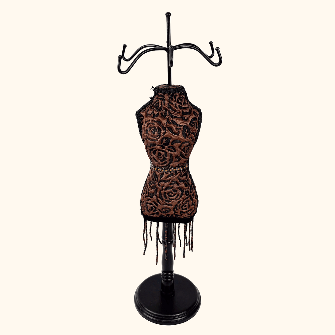 Brown Rose Fabric Mannequin Jewellery Stand