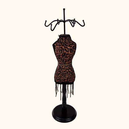 Brown Rose Fabric Mannequin Jewellery Stand