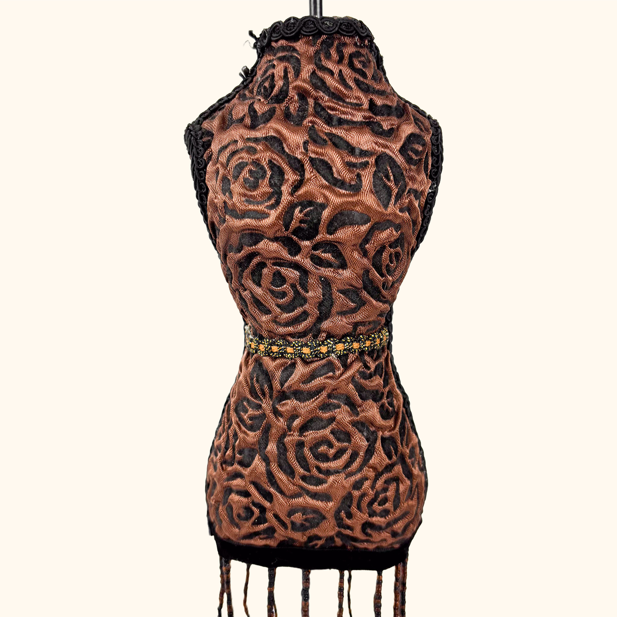Brown Rose Fabric Mannequin Jewellery Stand
