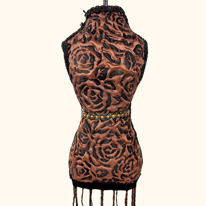 Brown Rose Fabric Mannequin Jewellery Stand