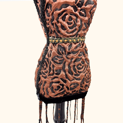 Brown Rose Fabric Mannequin Jewellery Stand