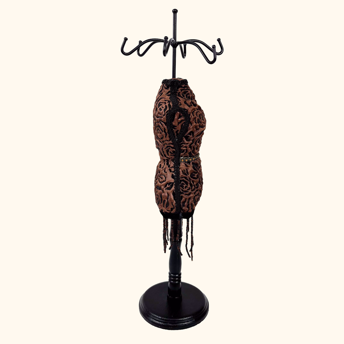 Brown Rose Fabric Mannequin Jewellery Stand