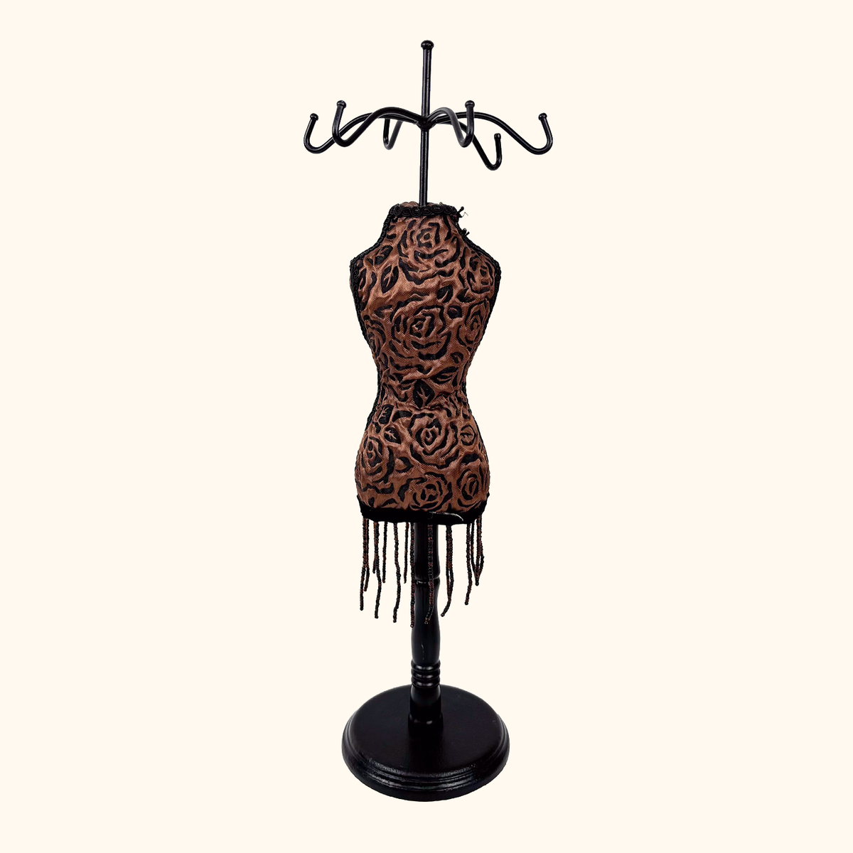 Brown Rose Fabric Mannequin Jewellery Stand