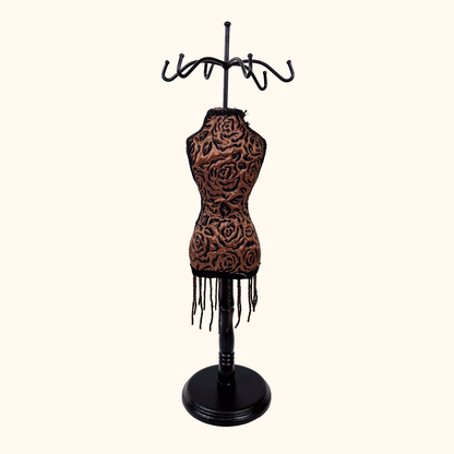 Brown Rose Fabric Mannequin Jewellery Stand