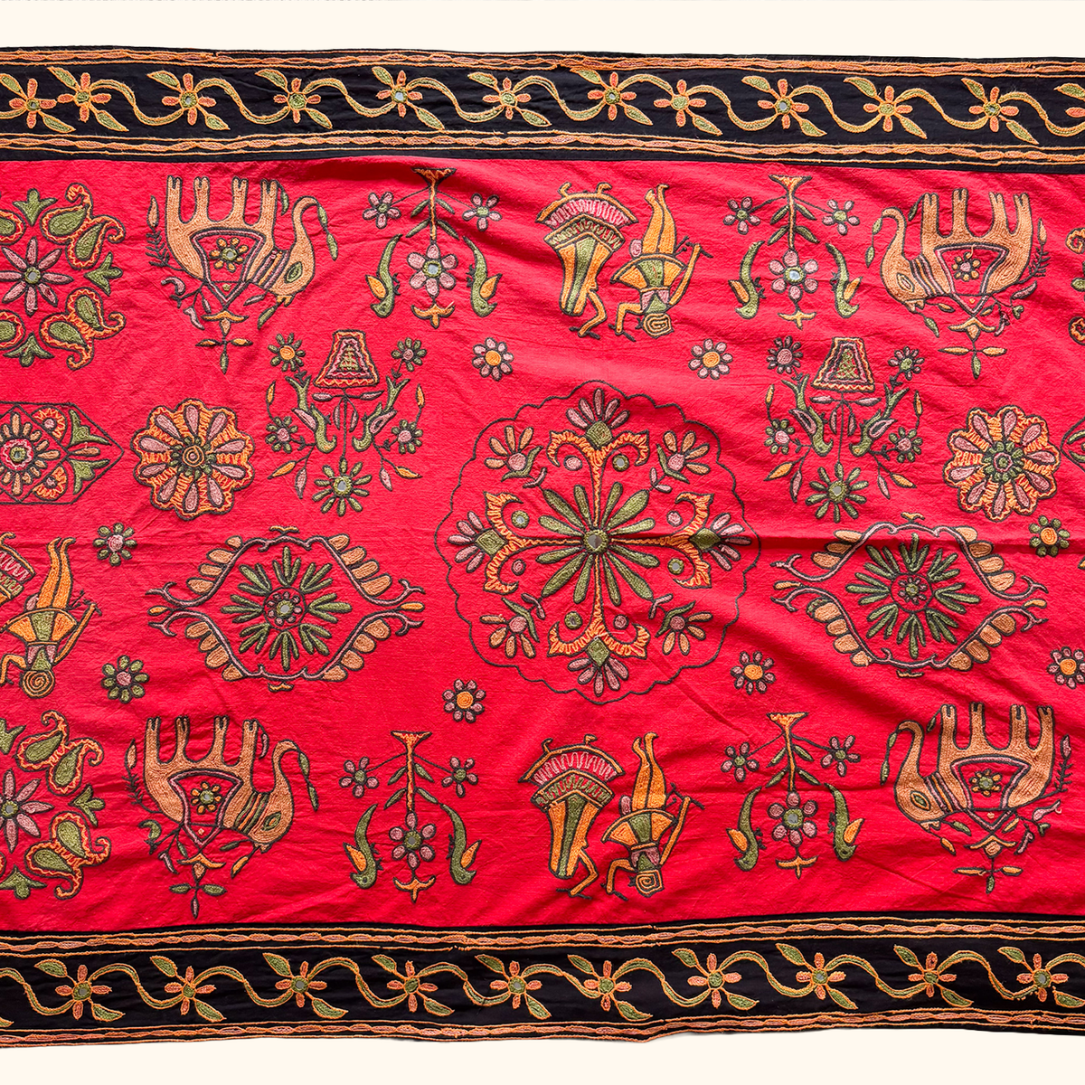 Embroidered Folk Art Tapestry