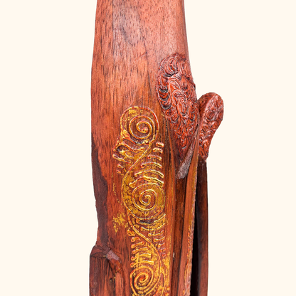Hand Carved Wooden Cat Statue Ornament