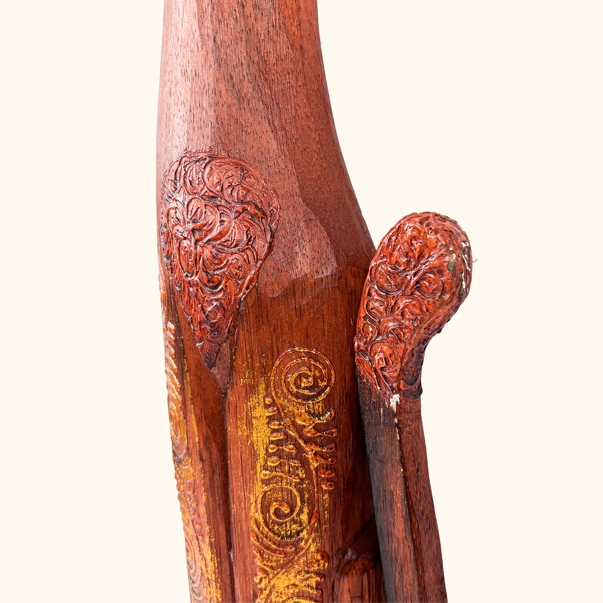 Hand Carved Wooden Cat Statue Ornament