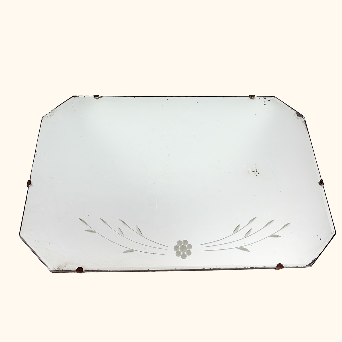 Art Deco Style Reverse Etched Frameless Mirror