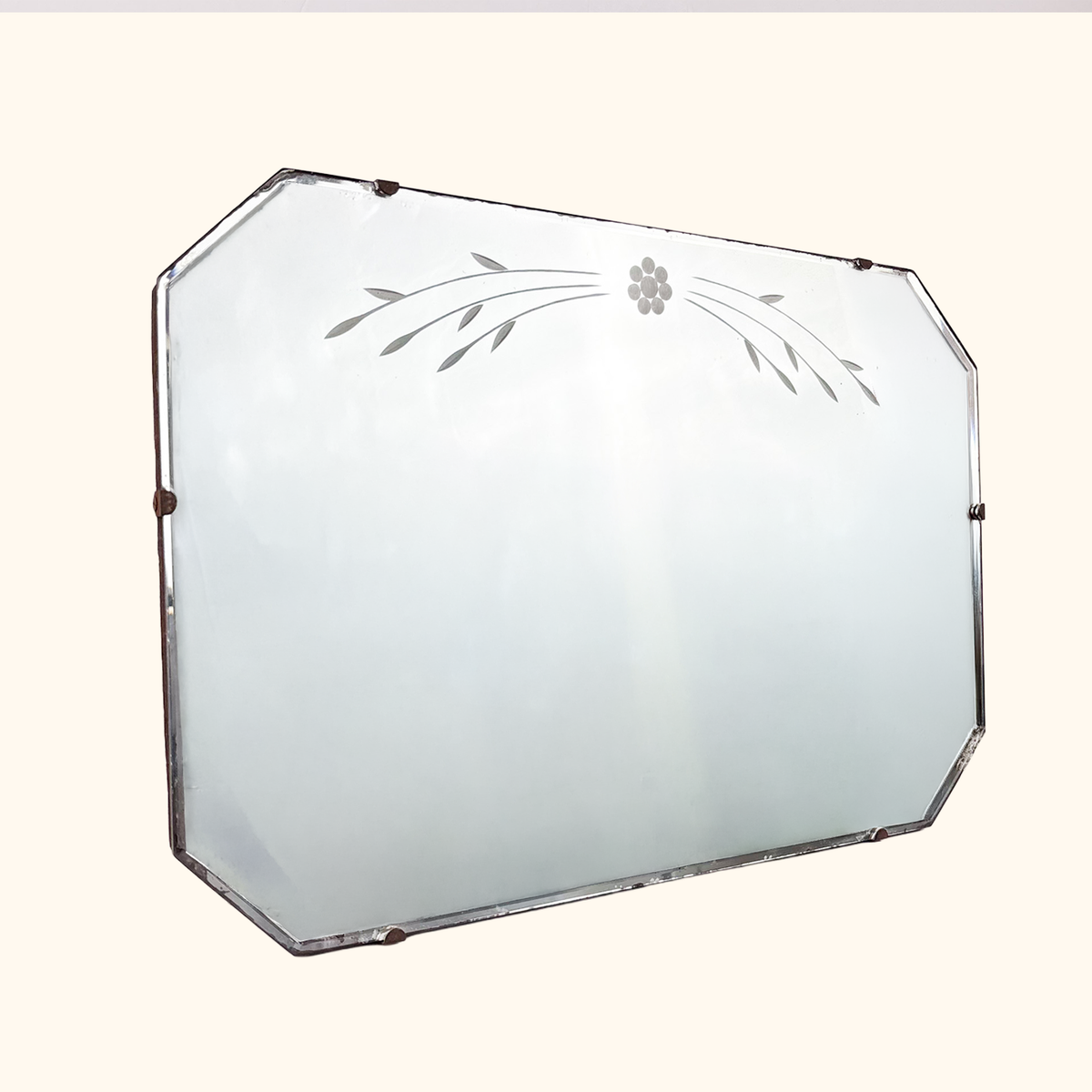 Art Deco Style Reverse Etched Frameless Mirror