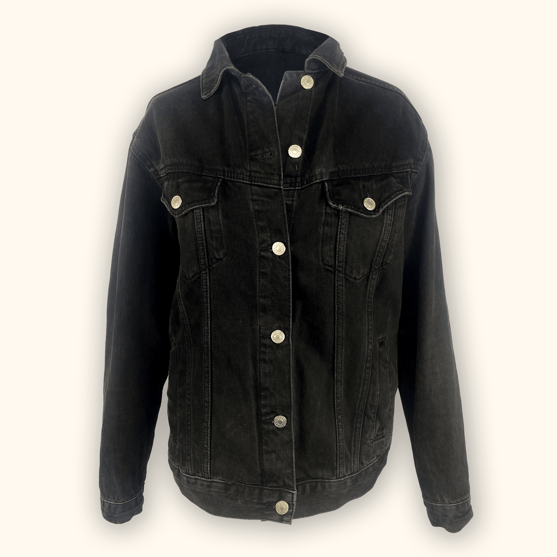 Topshop Washed Out Black Denim Jacket - Size 8