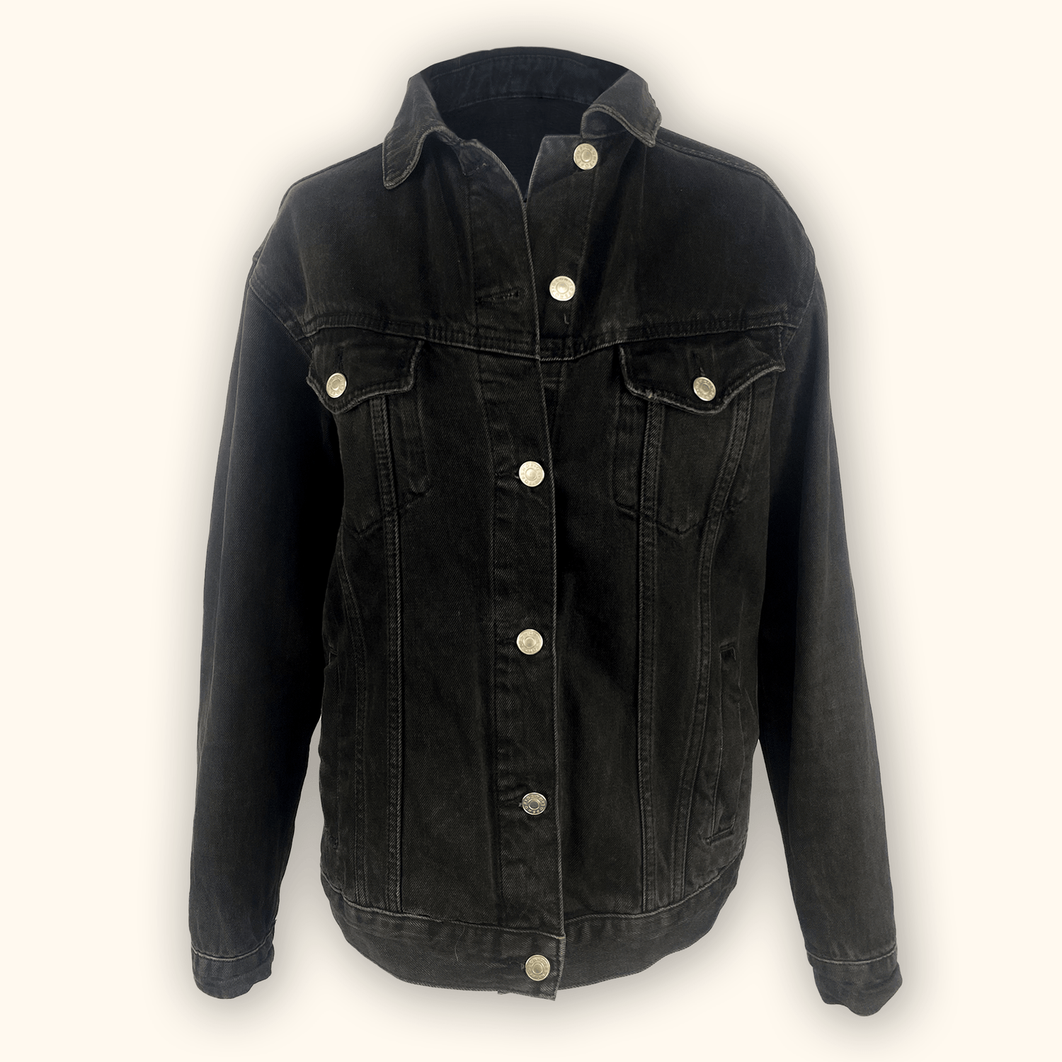 Topshop Washed Out Black Denim Jacket - Size 8