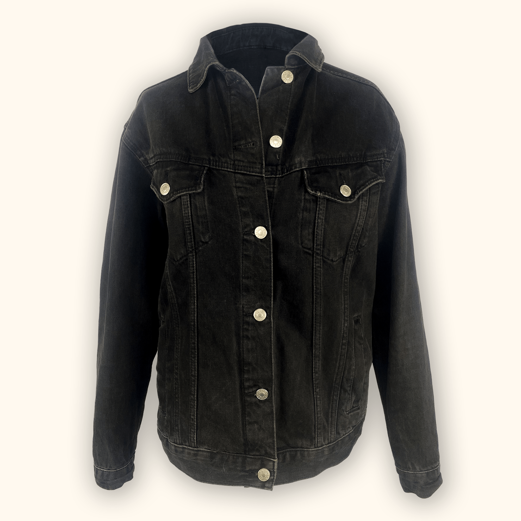 Topshop Washed Out Black Denim Jacket - Size 8