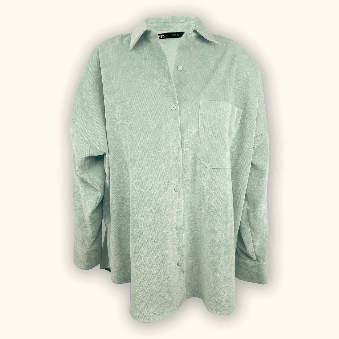 Zara Mint Green Corduroy Shirt - Size Large -  - Tops &amp; Shirts