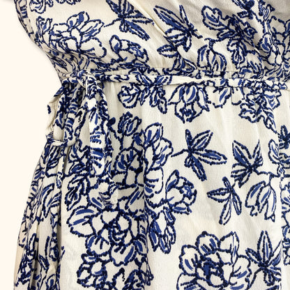 Topshop Blue Floral Wrap Midi Dress - Size XS - Topshop - Dresses
