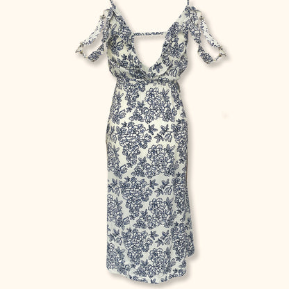 Topshop Blue Floral Wrap Midi Dress - Size XS - Topshop - Dresses