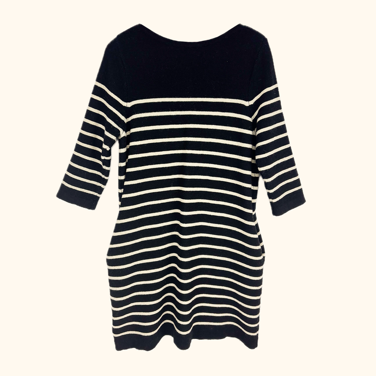 Joanie Black Stripe Knitted Wool Blend Dress - Size Medium Joanie