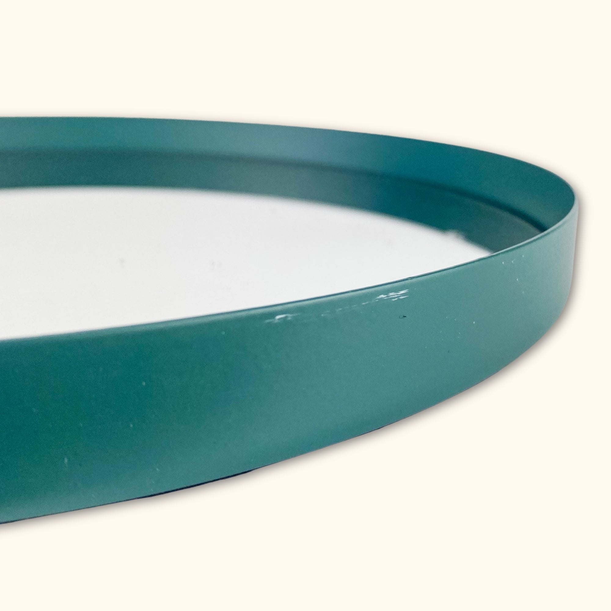 Teal Circle Mirror Tray -  - Trays