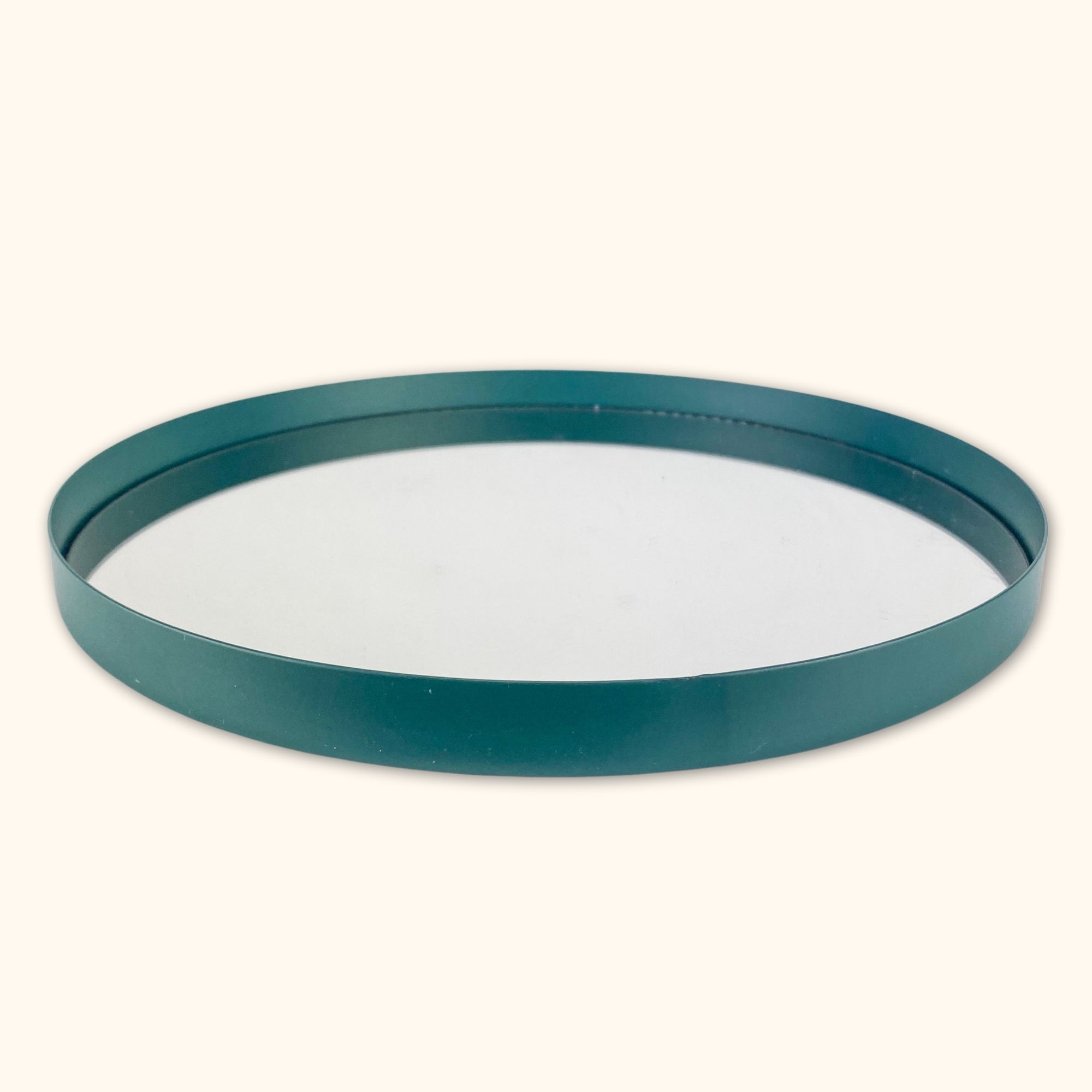 Teal Circle Mirror Tray -  - Trays