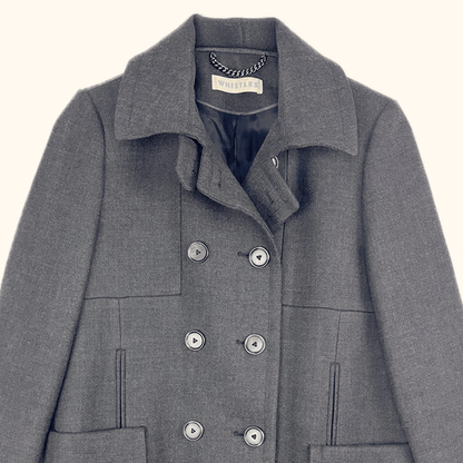 Whistles Charcoal Grey Mid-Length Peacoat - Size 10 Whistles
