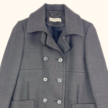 Whistles Charcoal Grey Mid-Length Peacoat - Size 10