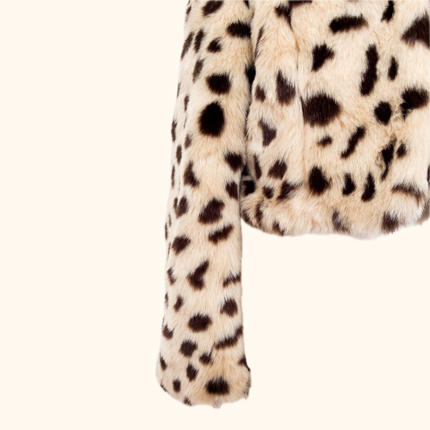 Atmosphere Faux Fur Leopard Print Cropped Jacket - Size 14 Atmosphere